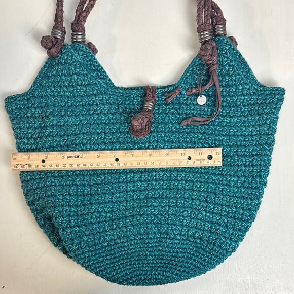 Sakroots Green and Brown Shoulder Bag with Bohemian Knit Design - Picture 9 of 10